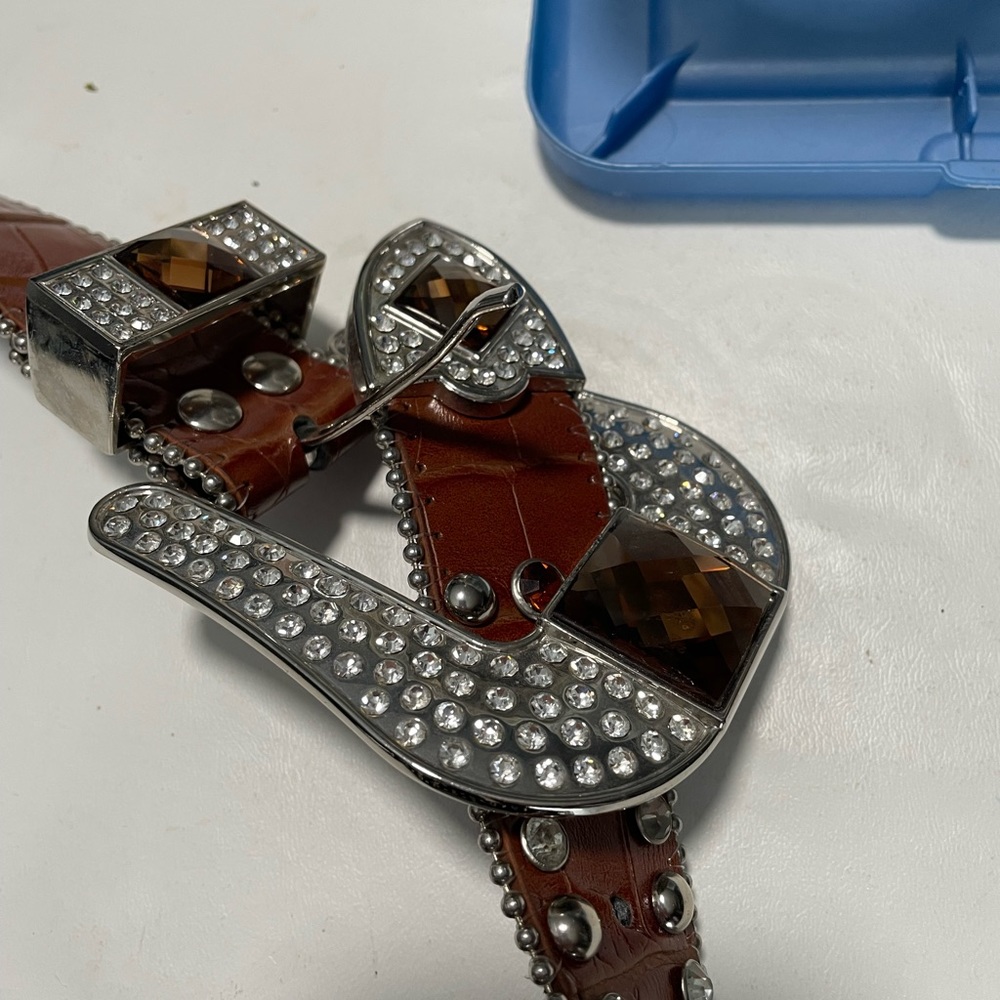 Belt, leather and rhinestones, western style